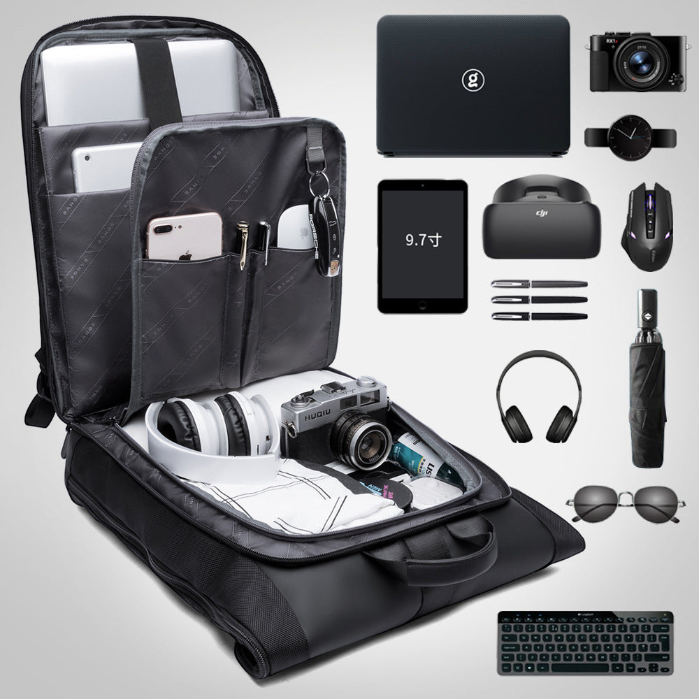 BANGE casual large-capacity backpack Japanese and Korean trend shoulder business travel backpack backpack wear-wearing