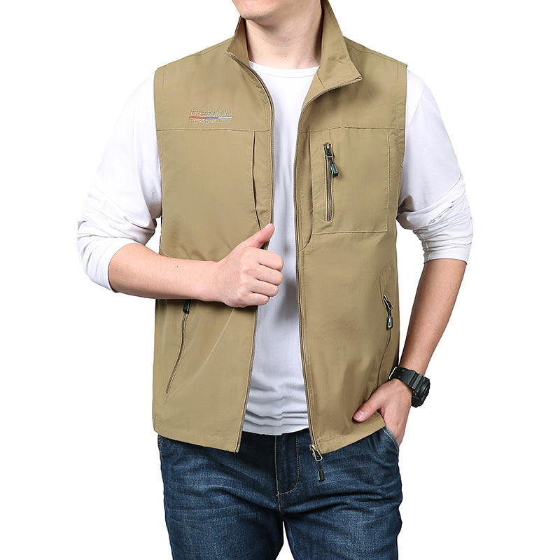 Men's fleece vest autumn/winter, sleeveless.