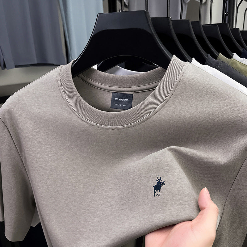 Men's premium embroidered short-sleeve T-shirt