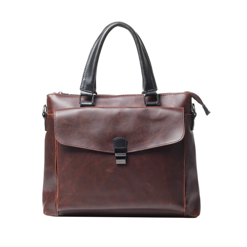 Korean shoulder bag men's business British Korean version _ men's bag handbag Crazy horse leather briefcase