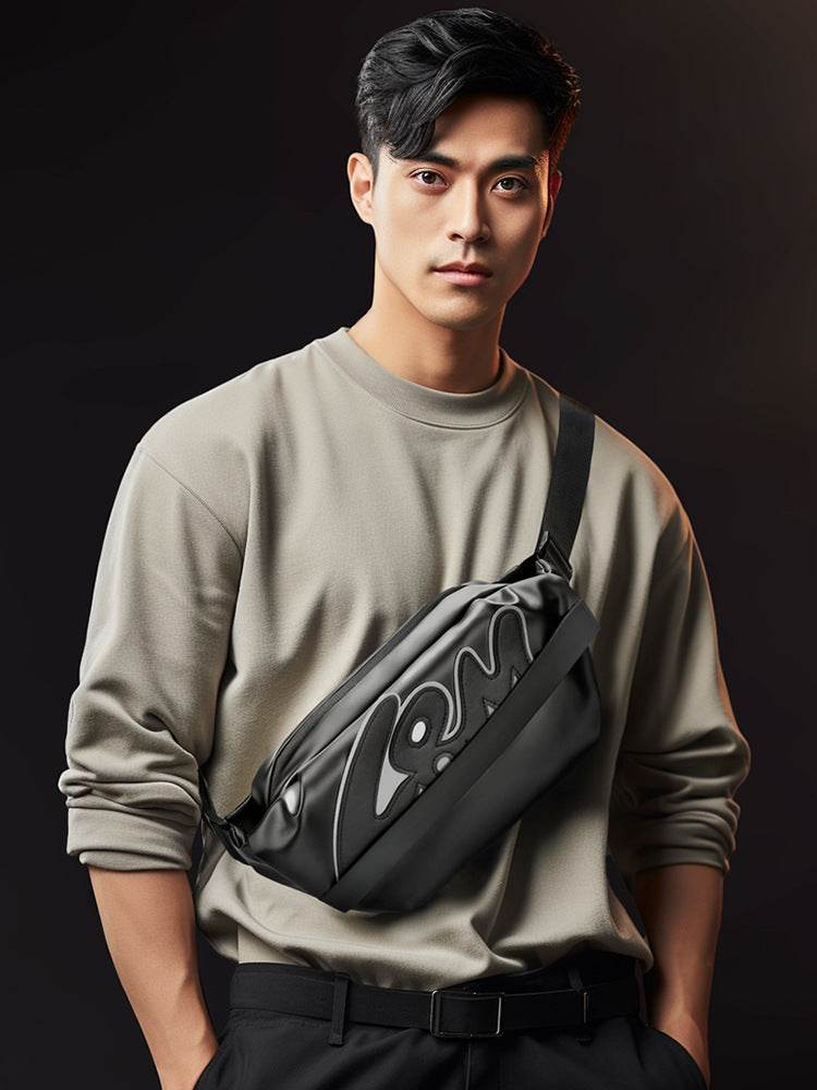 Crossbody bag, multifunctional chest bag, commuter bag, crossbody shoulder bag, magnetic buckle shoulder bag, men's cycling storage bag cross-border