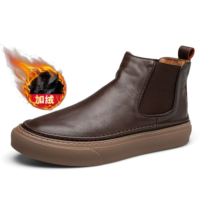 Men's leather mid-top winter boots