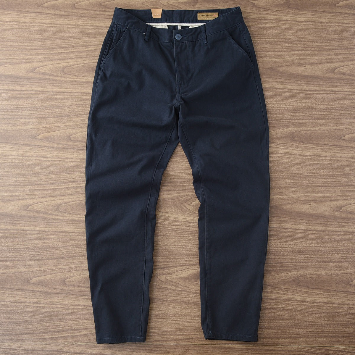 Retro Washed Cotton Slim Straight Cargo Slacks
