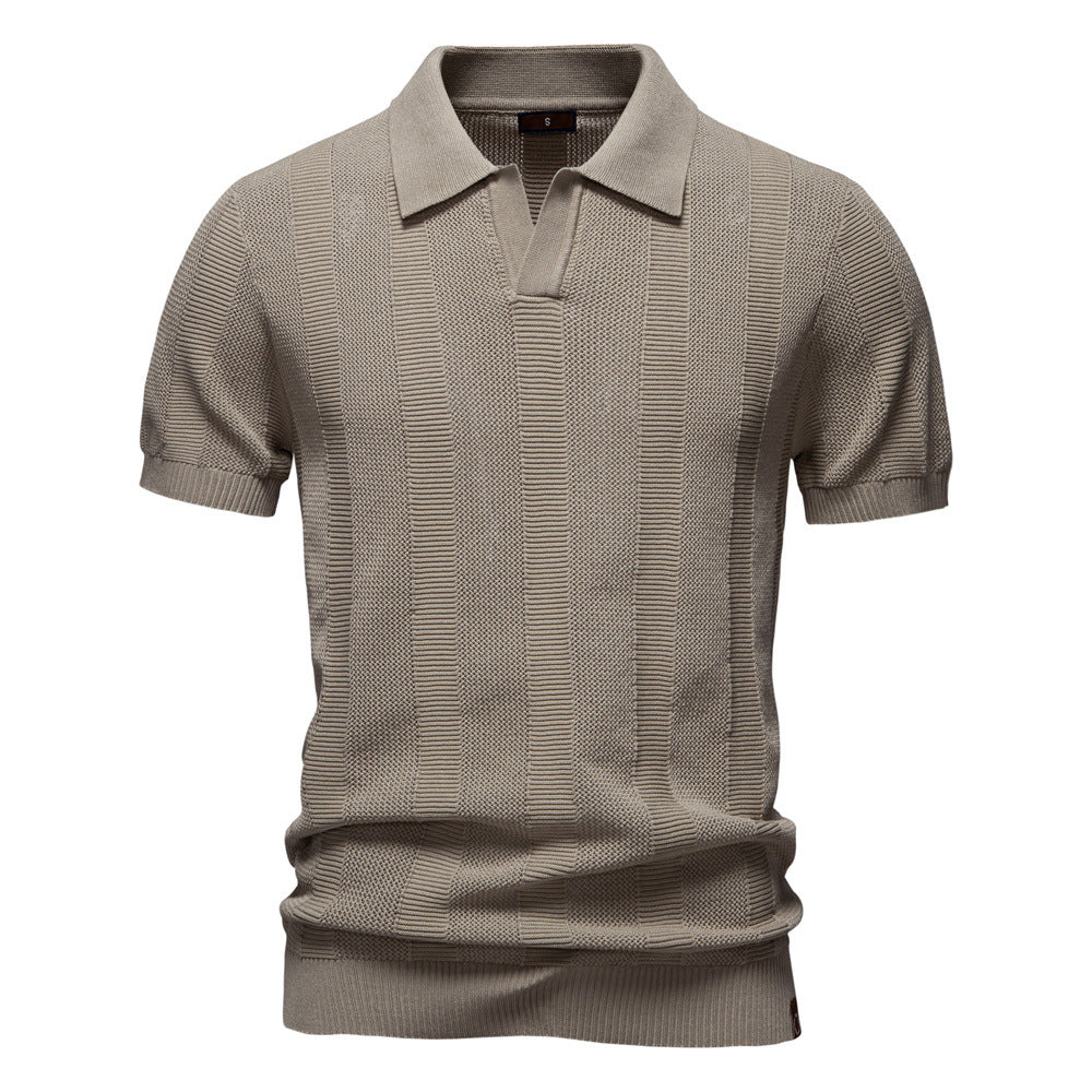 Men's Stripe Hollow Polo Shirt