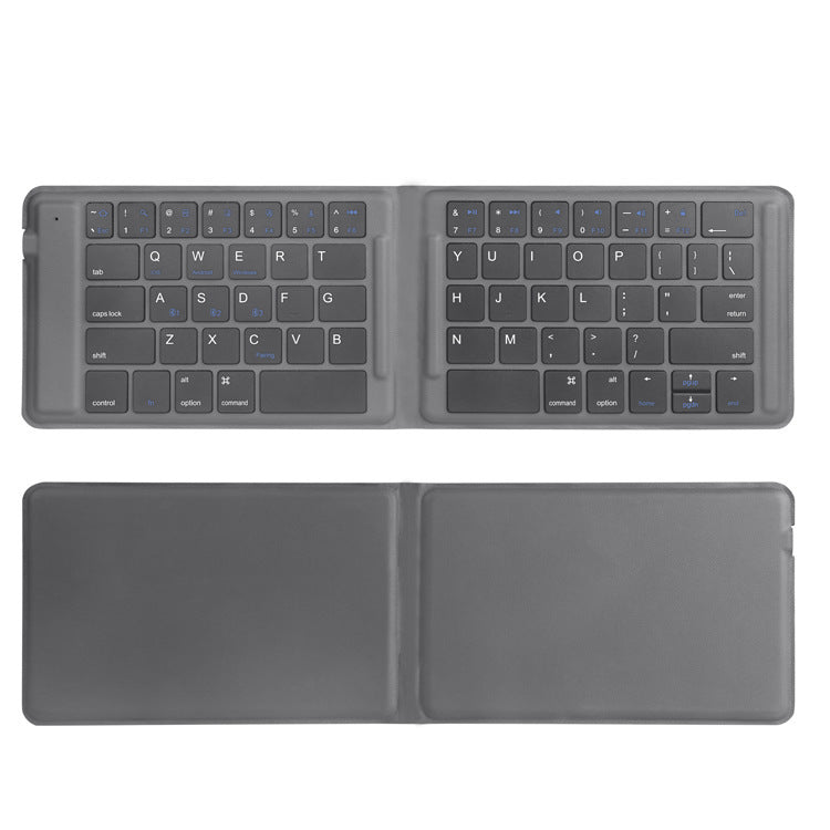 New Hot Selling Full Leather Wireless Ultra-thin Portable Two-fold Bluetooth Keyboard Tablet Notebook Mobile Phone Universal