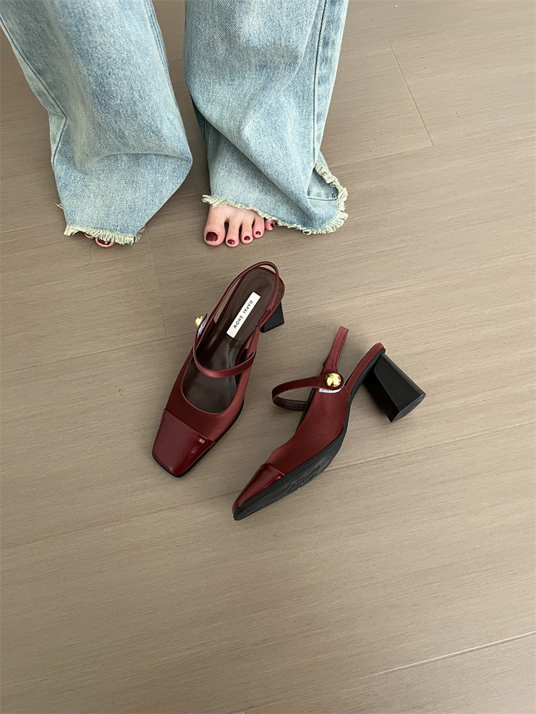 French Elegance: Square-Toe Block Heel Mary Janes