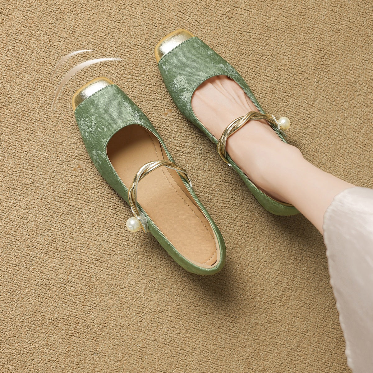 Sheepskin French Mary Jane Wedding Flats