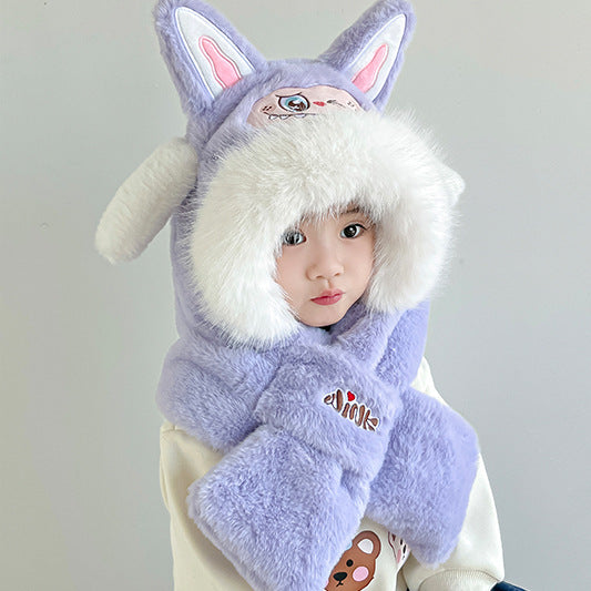 Children's warm plush hat scarf