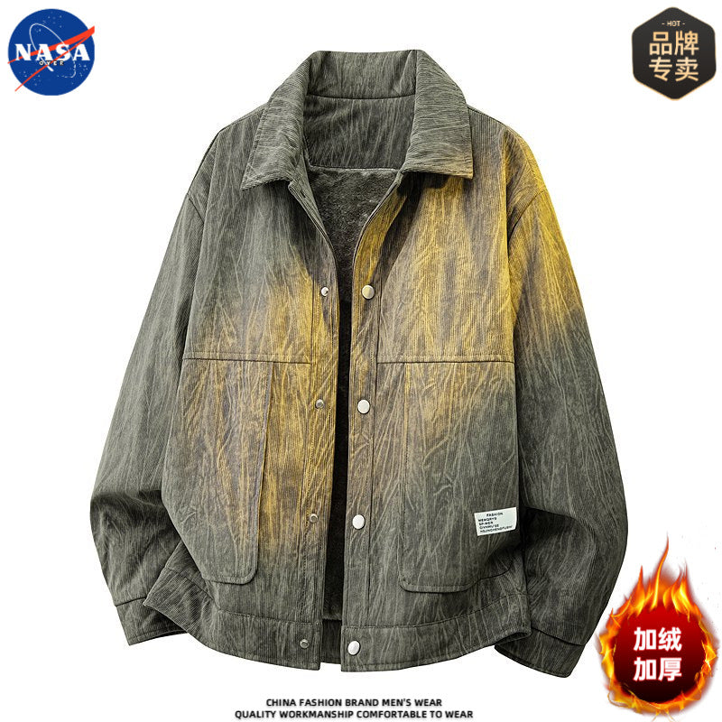 NASA Premium Tie-Dye Corduroy Casual Lapel Jacket