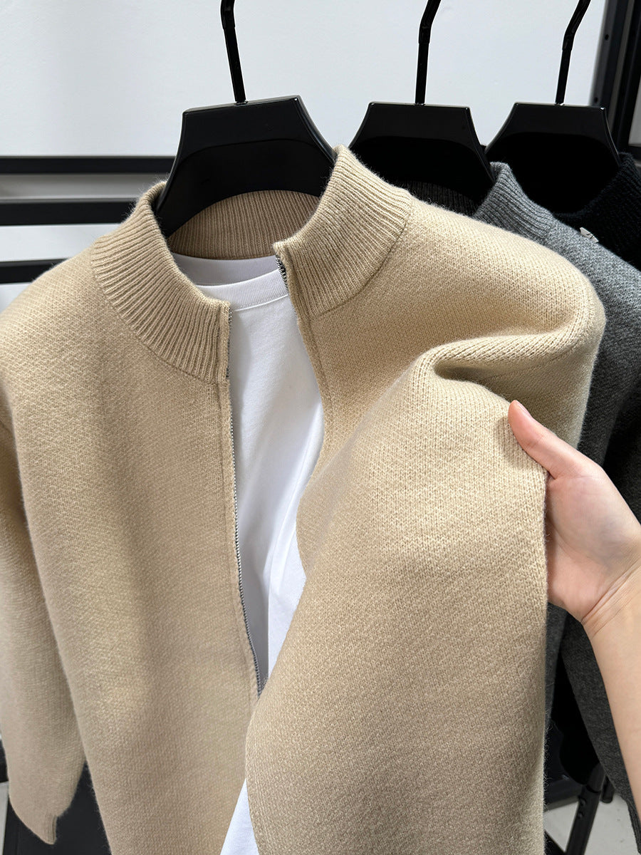 Urban Core Stand Collar Zip Knit Cardigan