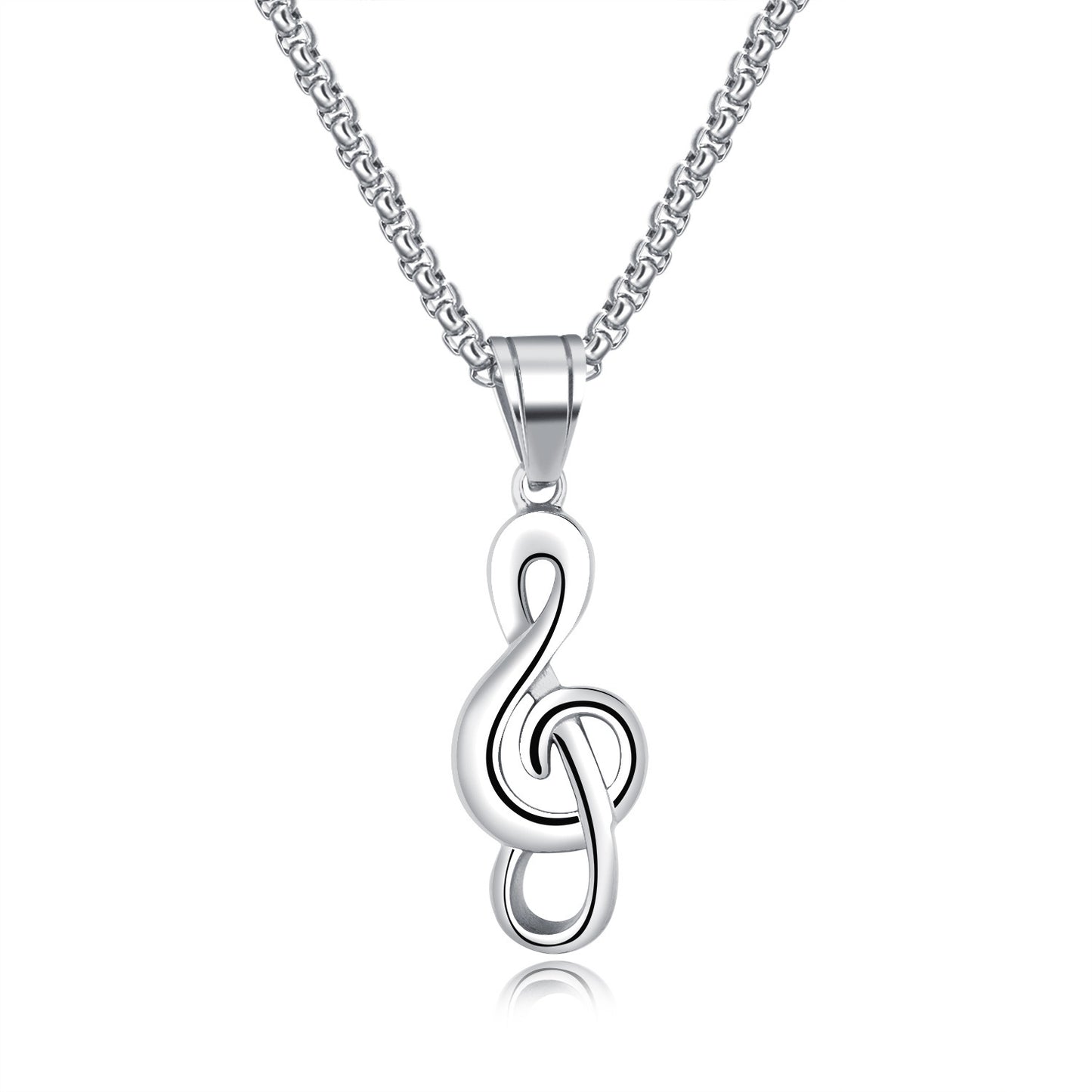 Men's Hip Hop Stainless Steel Necklace with Music Symbol.