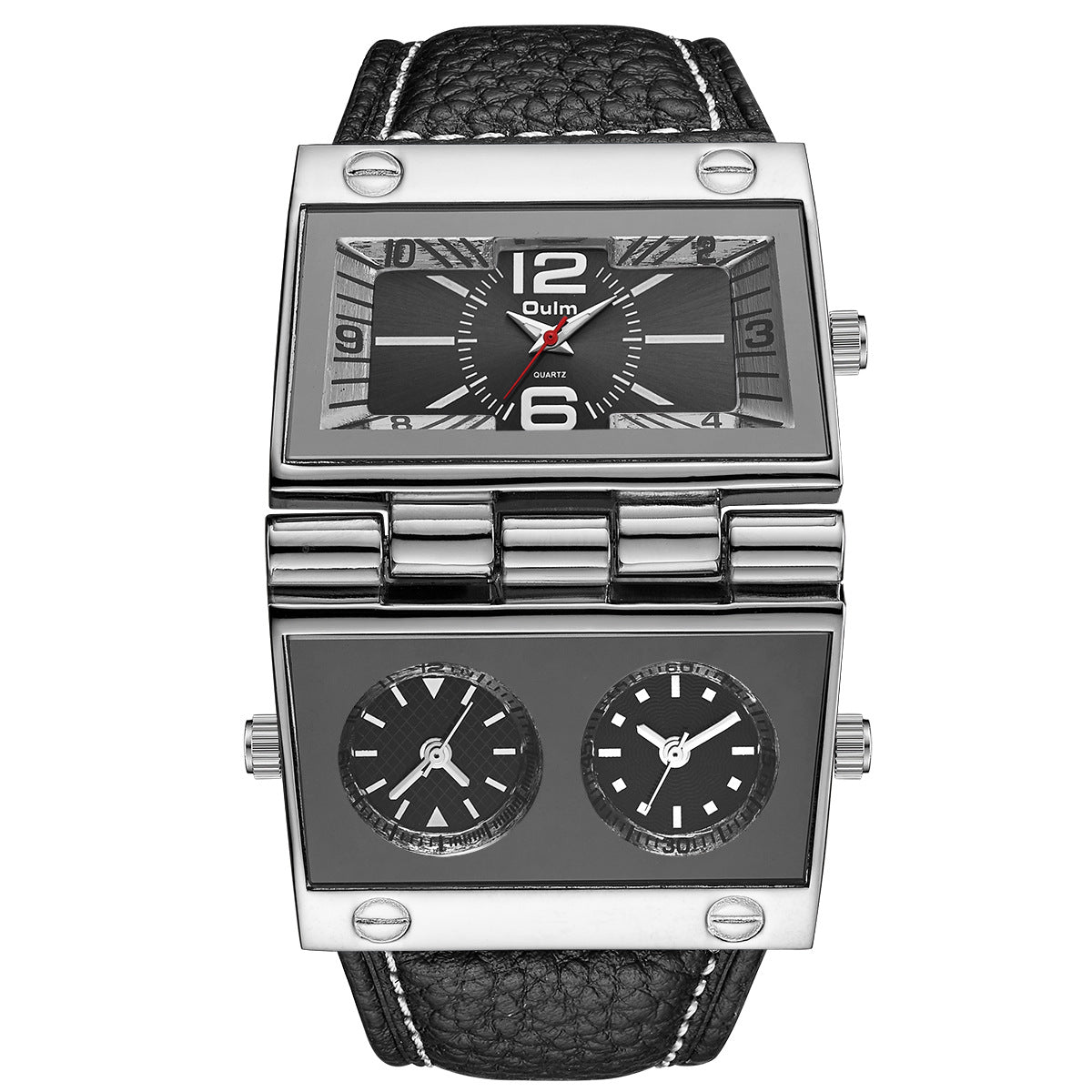 OULM Men’s Large Dial Multi-Time Zone  Watch