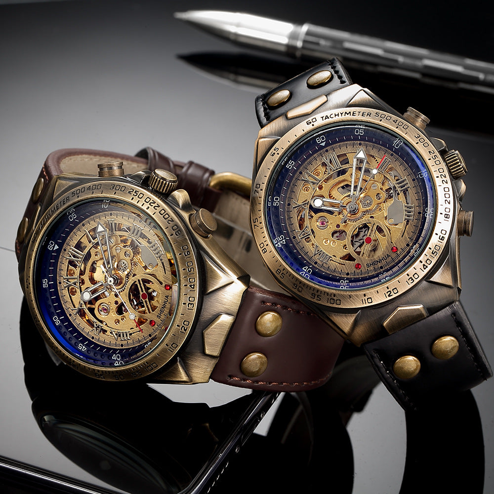 Vintage Skeleton Mechanical Automatic Machine Watch