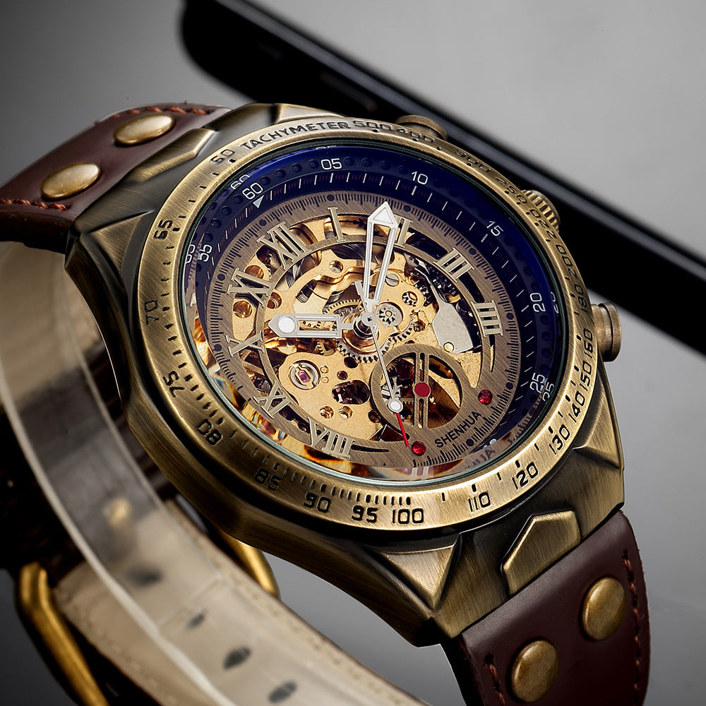 Vintage Skeleton Mechanical Automatic Machine Watch