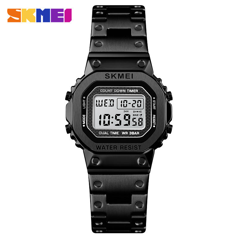 Trendy luminous steel watch
