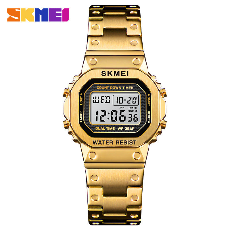 Trendy luminous steel watch