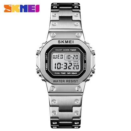 Trendy luminous steel watch
