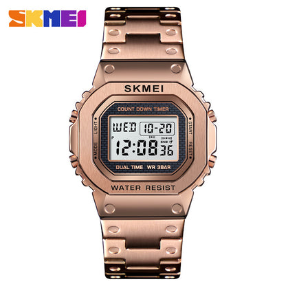 Trendy luminous steel watch