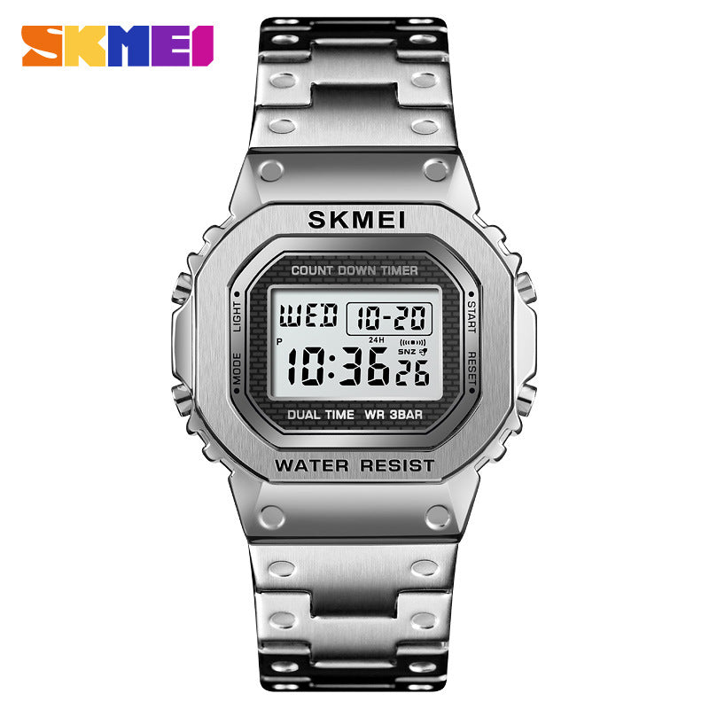 Trendy luminous steel watch
