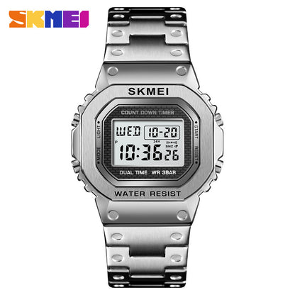 Trendy luminous steel watch