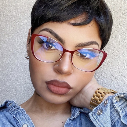 Trendy cat-eye glasses: European/American style, blue light blocking