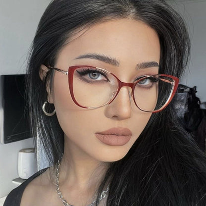 Trendy cat-eye glasses: European/American style, blue light blocking
