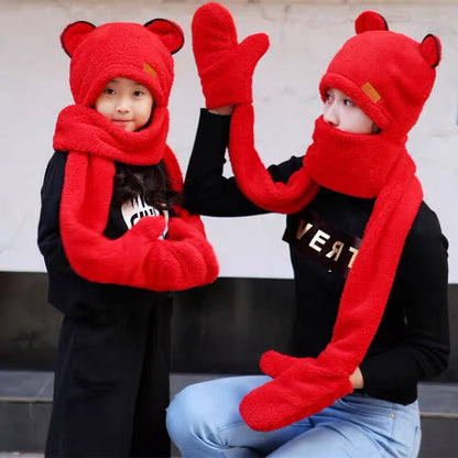 children's hats, scarves, gloves three-piece all-in-one set
