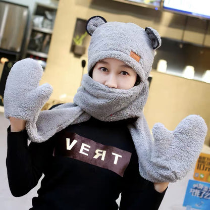 children's hats, scarves, gloves three-piece all-in-one set