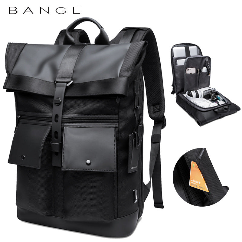 BANGE casual large-capacity backpack Japanese and Korean trend shoulder business travel backpack backpack wear-wearing