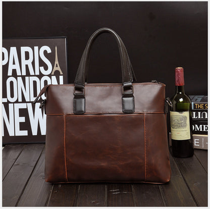 Korean shoulder bag men's business British Korean version _ men's bag handbag Crazy horse leather briefcase