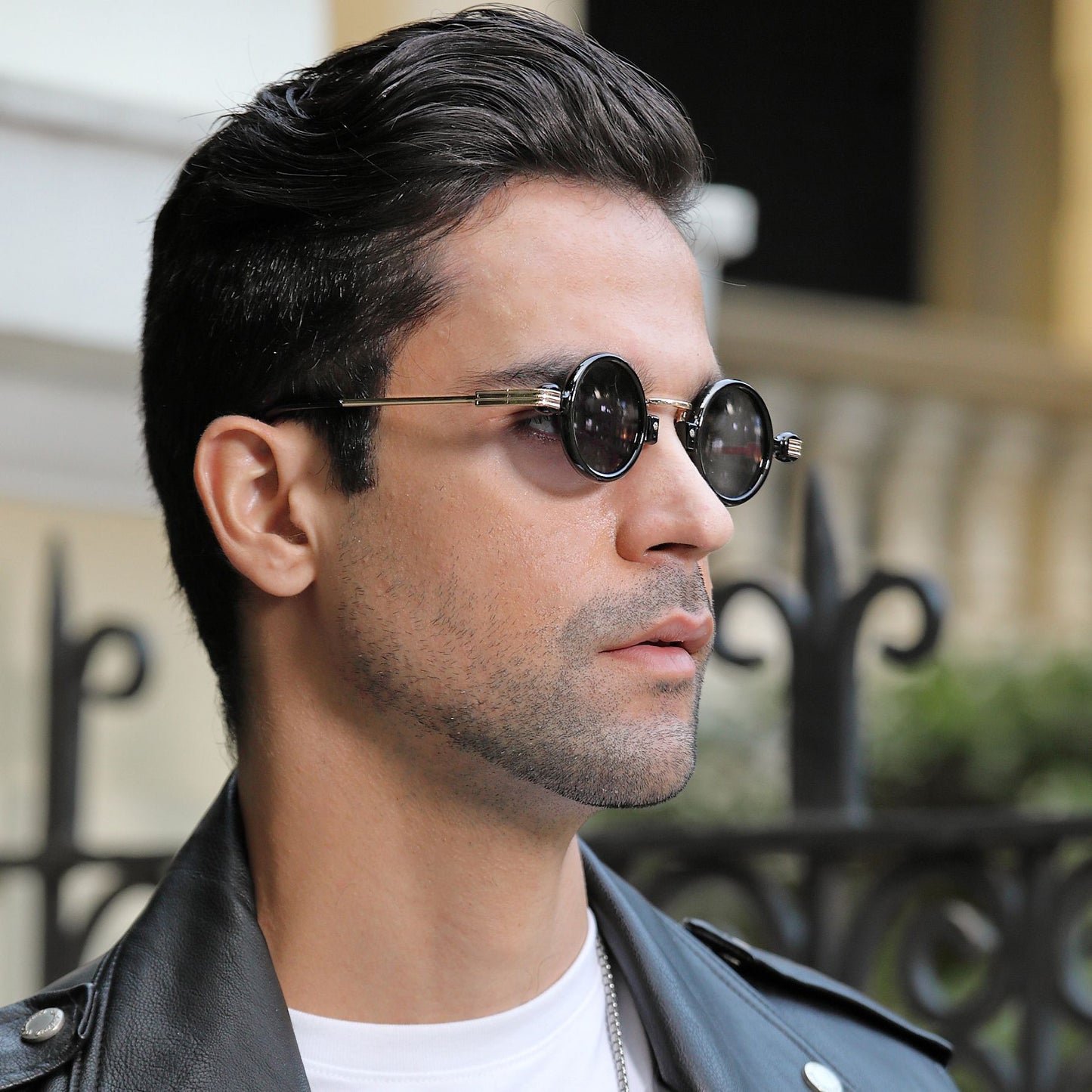 Retro steampunk style small frame sunglasses