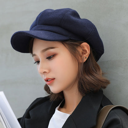 Woolen Octagonal Women's Beret  British Retro Autumn/Winter, Japanese Style