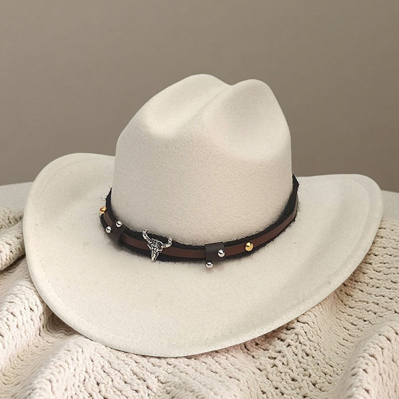 Western cowboy hat curved brim hat pebbled belt