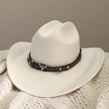Western cowboy hat curved brim hat pebbled belt