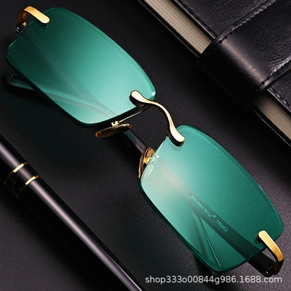 Crystal Edge Verde Luxe Frameless Sunglasses