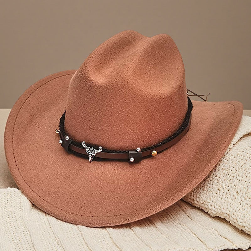 Western cowboy hat curved brim hat pebbled belt