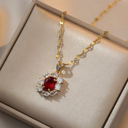 Amoré Zircon Flower Women's Necklace