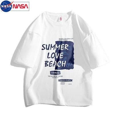 NASA co-branded, loose, short-sleeved cotton summer T-shirt