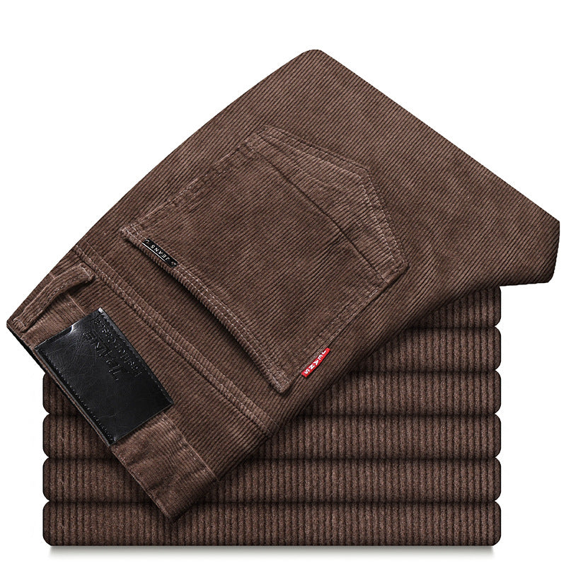 Straight-Leg Plush Corduroy Slacks