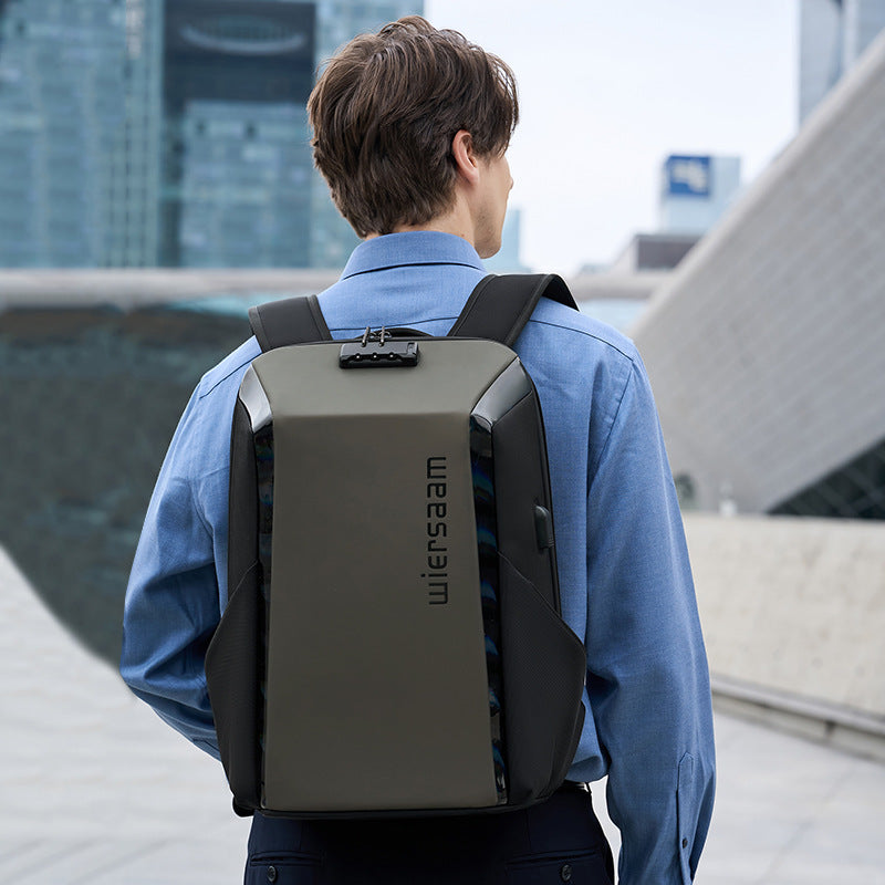 Business backpack men's waterproof backpack large capacity business trip multi-function password anti-theft computer bag breathable back cushion