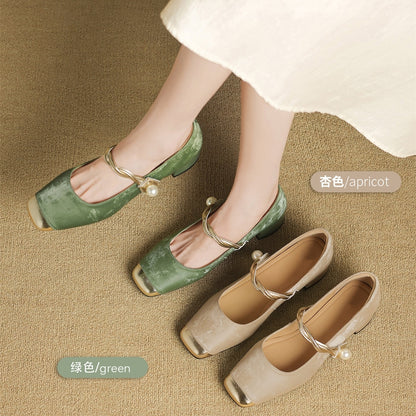 Sheepskin French Mary Jane Wedding Flats