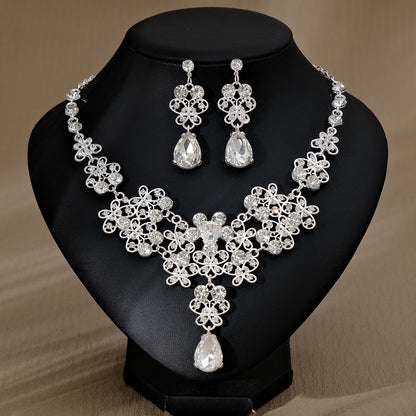 Rhinestone  jewelry set: earrings and necklace.