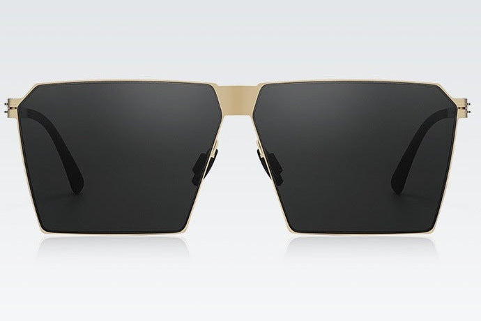 Men's square sunglasses: thin, screwless, spring-leg design for fashion, driving, photography.