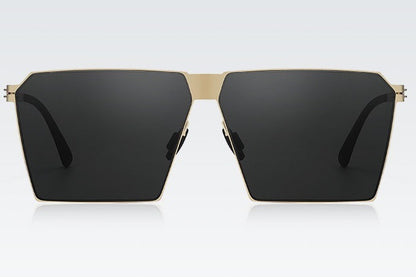 Men's square sunglasses: thin, screwless, spring-leg design for fashion, driving, photography.