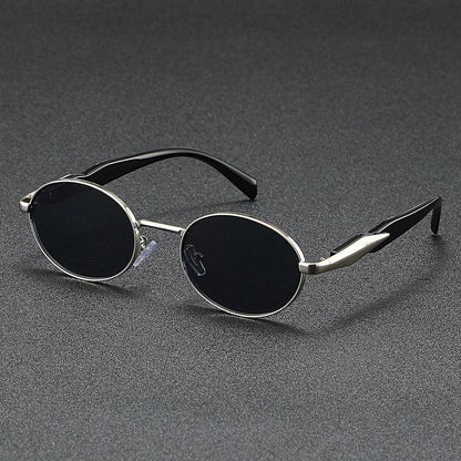 Oval metal retro luxury sunglasses