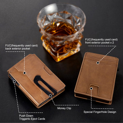 Mens Aluminum Alloy Card Wallet  Anti-Theft Design
