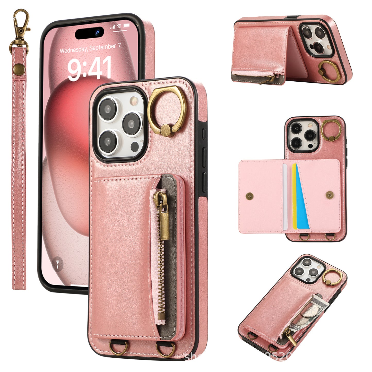 Zip Plug Leather Series  Plug-In Zipper Card Case for iPhone