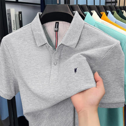 Premium Cotton Polo Shirt  Breathable Business Casual Short Sleeve Tee