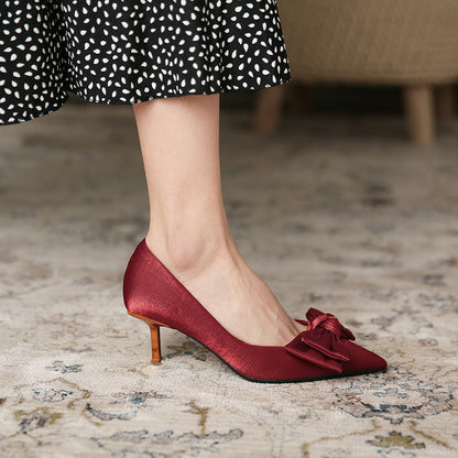 Deluna Red Satin Wedding Heels