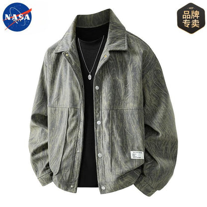 NASA Premium Tie-Dye Corduroy Casual Lapel Jacket